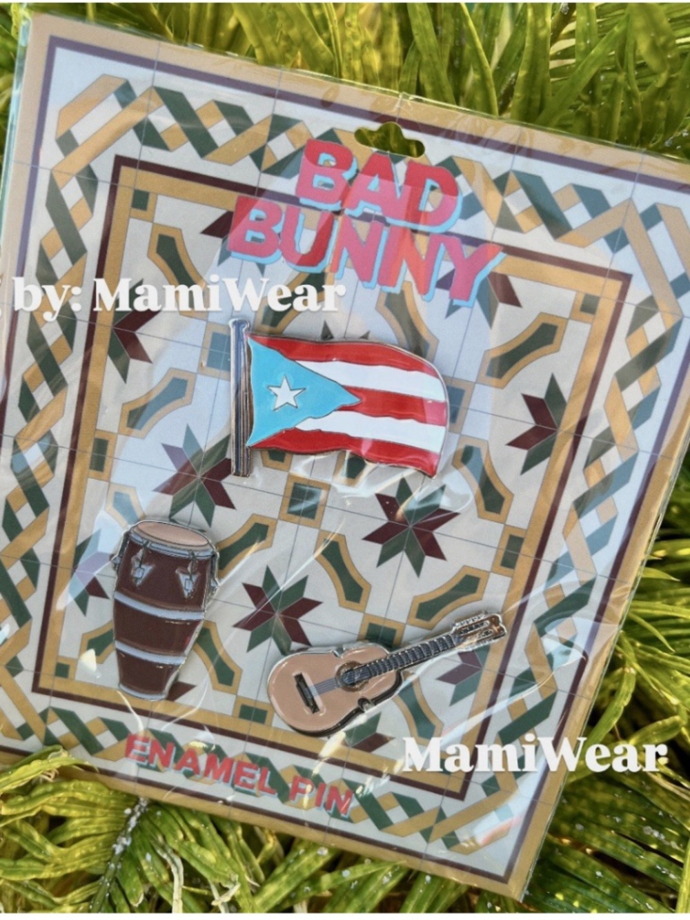 Bad Bunny Residency DTMF Enamel Pin Set Cuatro Conga PR Flag